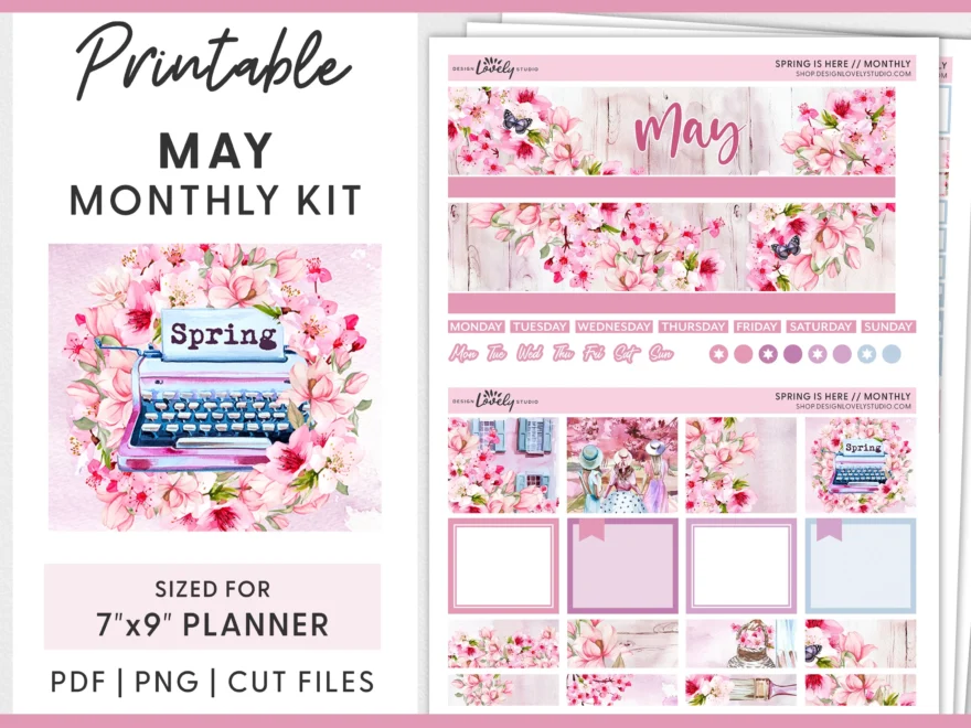 May Monthly Planner Stickers Spring Planner Stickers Printable Planner Stickers Erin Condren May Stickers Cherry Blossom Stickers MV217 Etsy