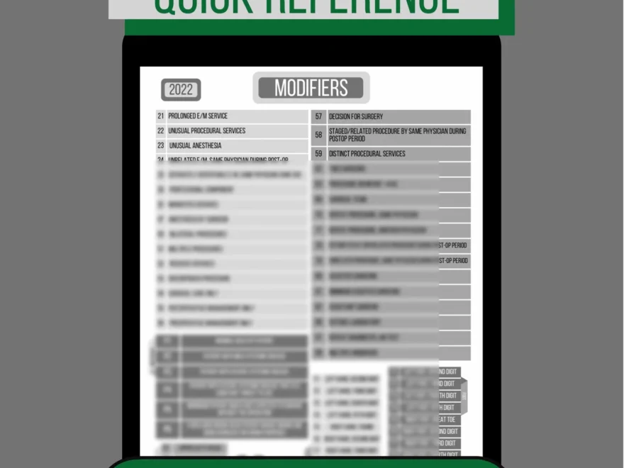 Medical Coding Modifier CPT Quick Reference Cheat Sheet Codes List Etsy
