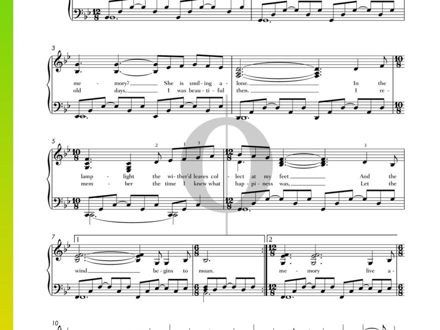 Memory Andrew Lloyd Webber Piano Sheet Music OKTAV