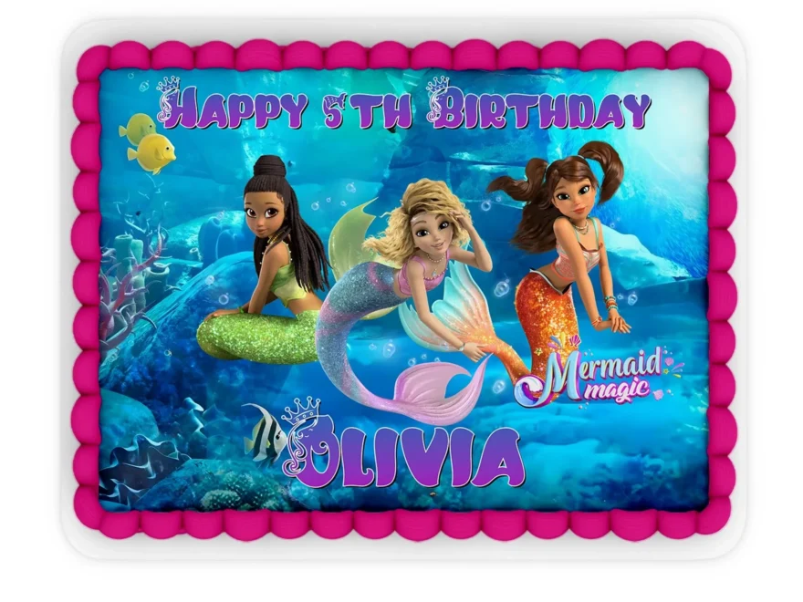 Mermaid Magic Personalized Edible Sheet Cake Topper Custom Edible Sh PartyDaz