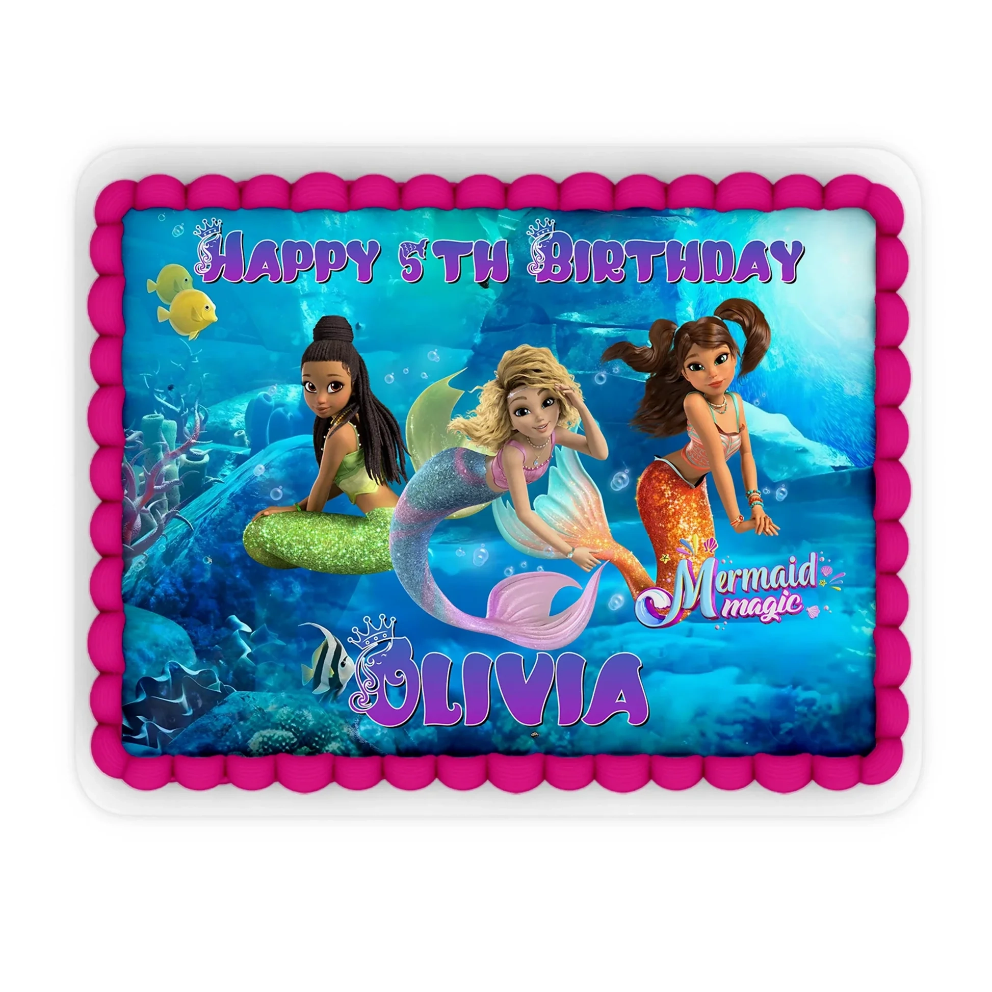 Mermaid Magic Personalized Edible Sheet Cake Topper Custom Edible Sh PartyDaz