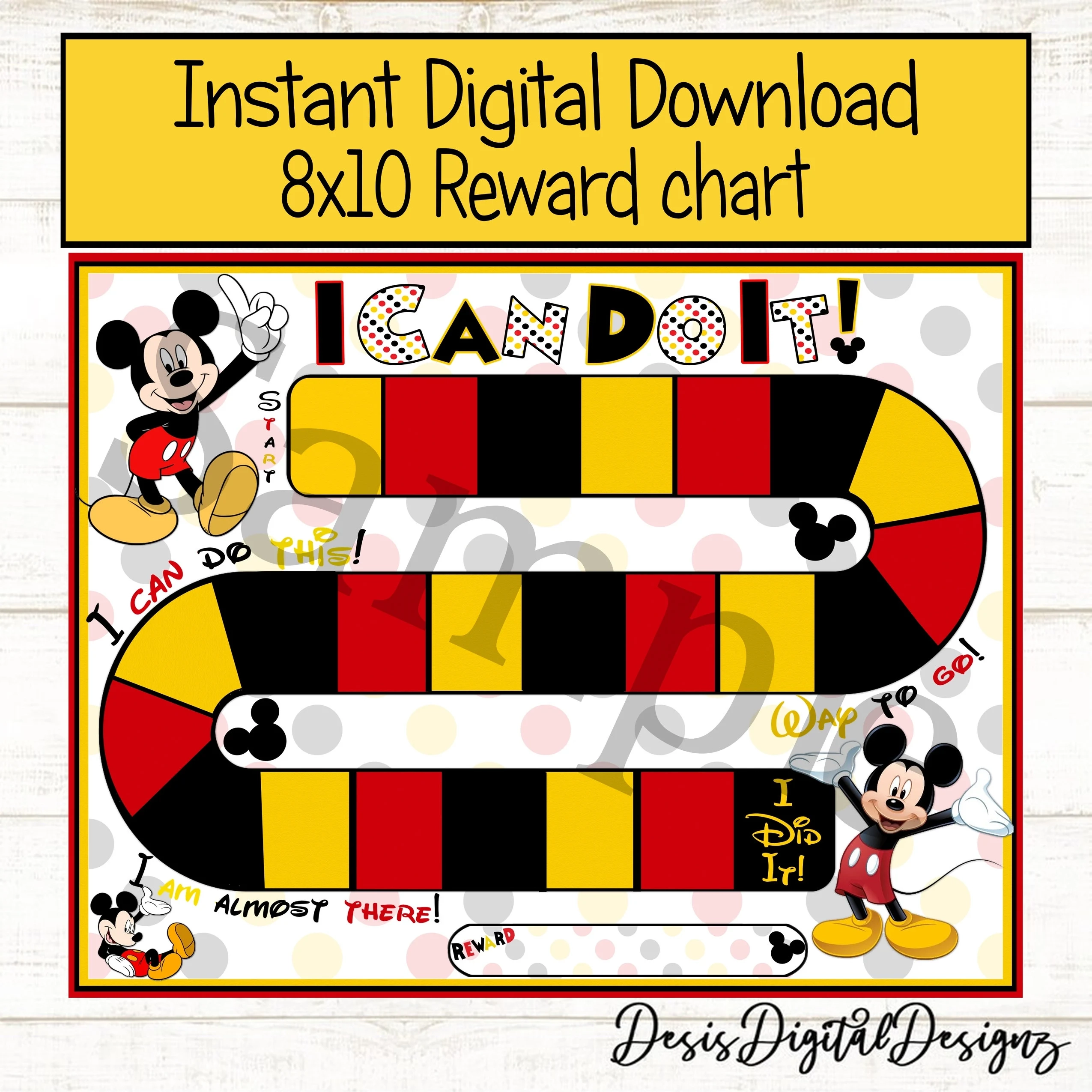 Mickey Mouse Reward Chart Behavior Chart Daily Chore Chart Printable Mickey Mouse Sticker Chart Toddler Reward Chart Digital Download Chart Etsy