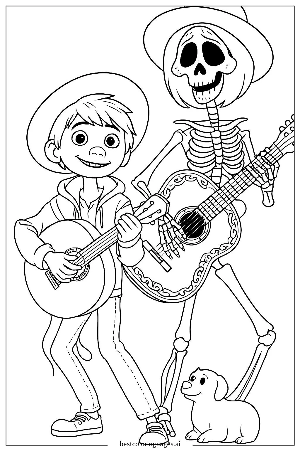 Miguel And Hector Playing Guitar From Coco Coloring Page Free Printable BestColoringPages AI Miguel And Hector Playing Guitar From Coco Coloring Page Free Printable BestColoringPages AI