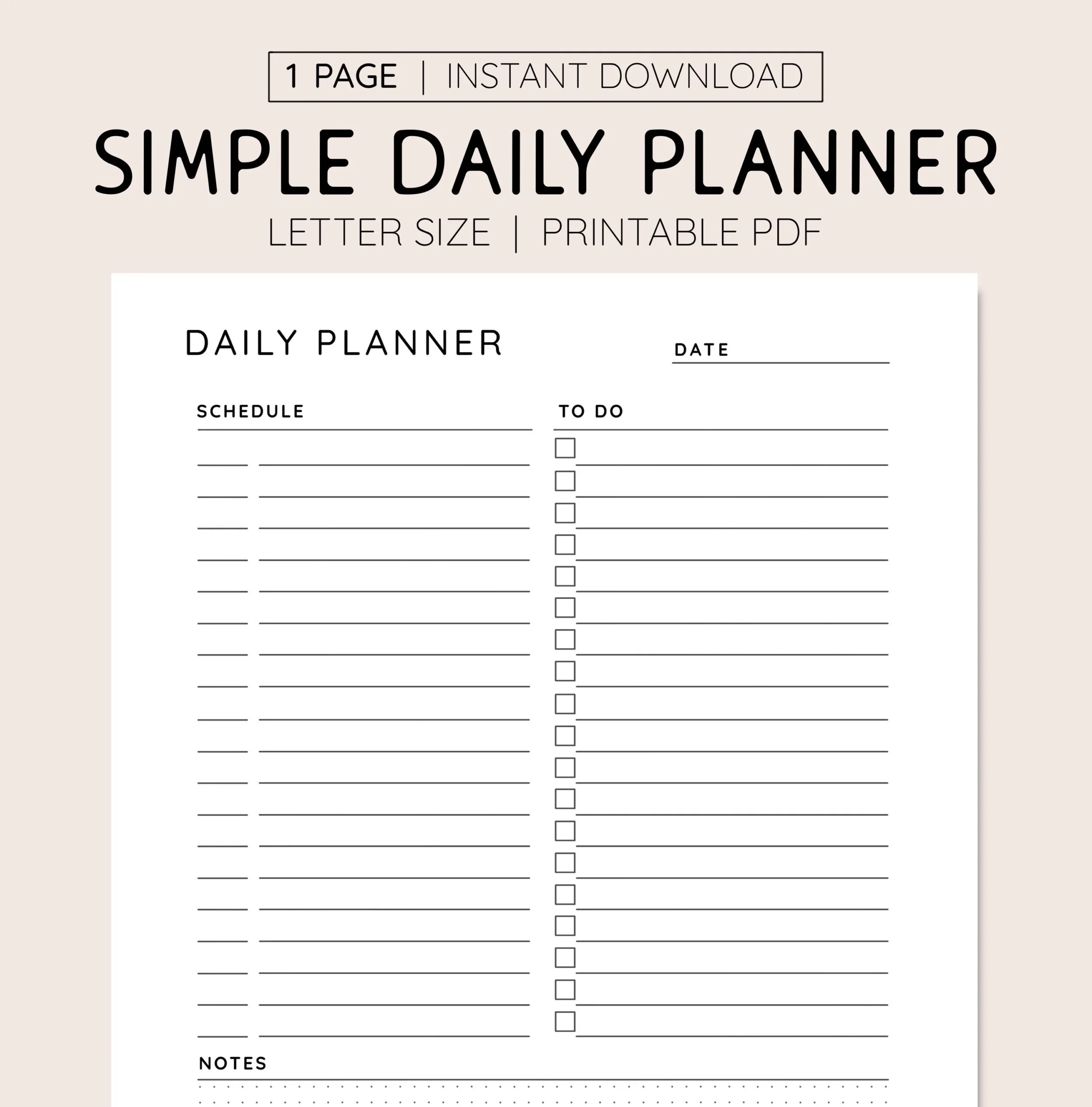 Simple Printable Daily Planner