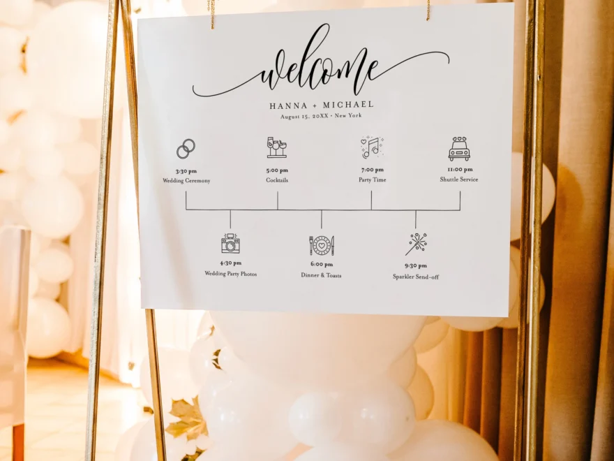 Minimalist Welcome Sign Template Printable Wedding Day Timeline With Icons Order Of Events Instant Download 100 Editable 008 247LS