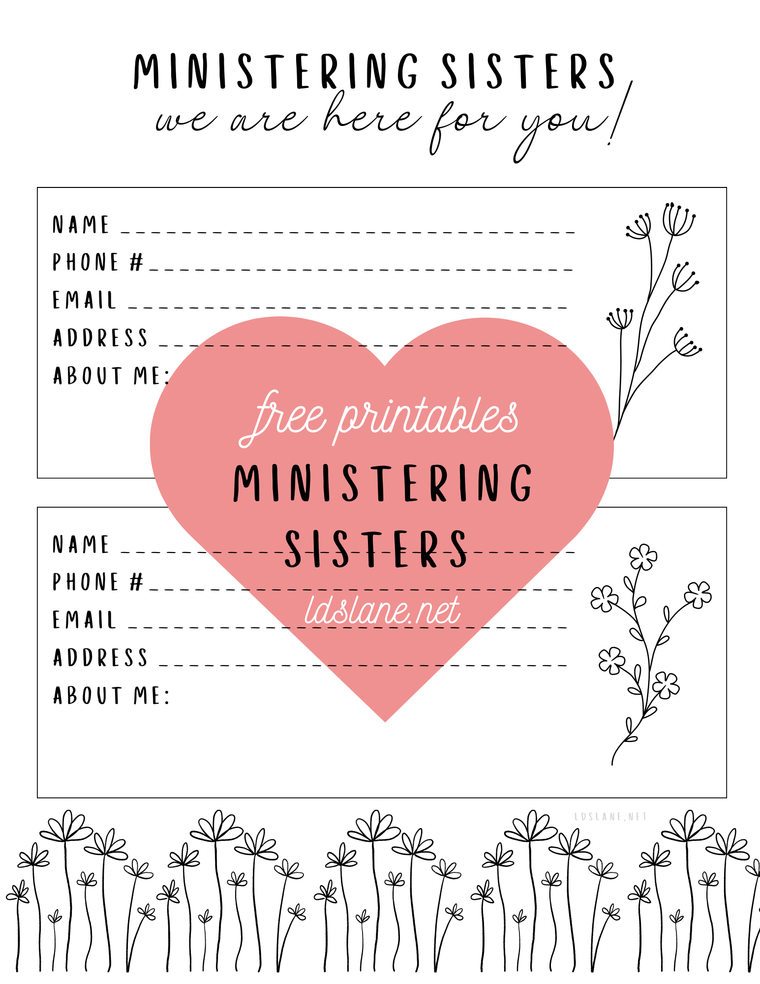 Ministering Sisters Printables