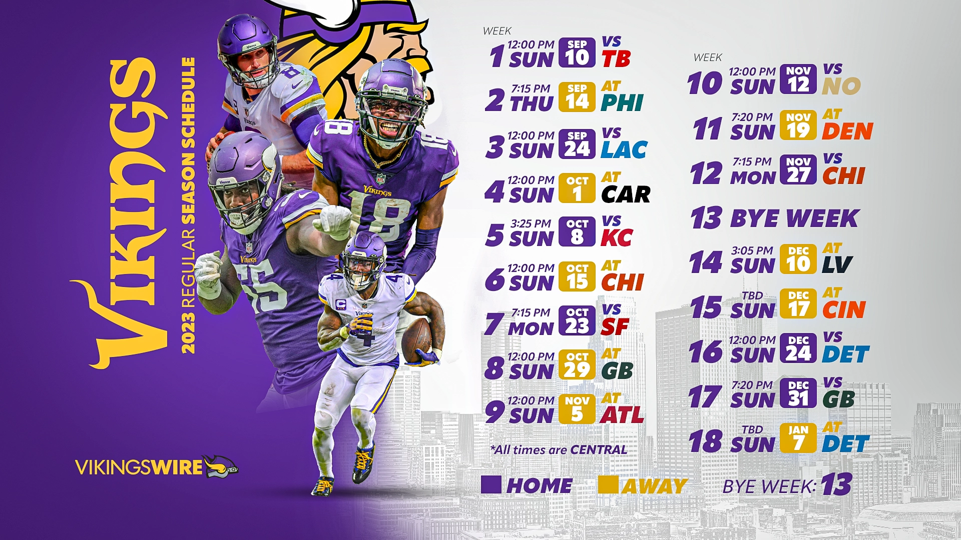 Minnesota Vikings Complete 2023 Schedule