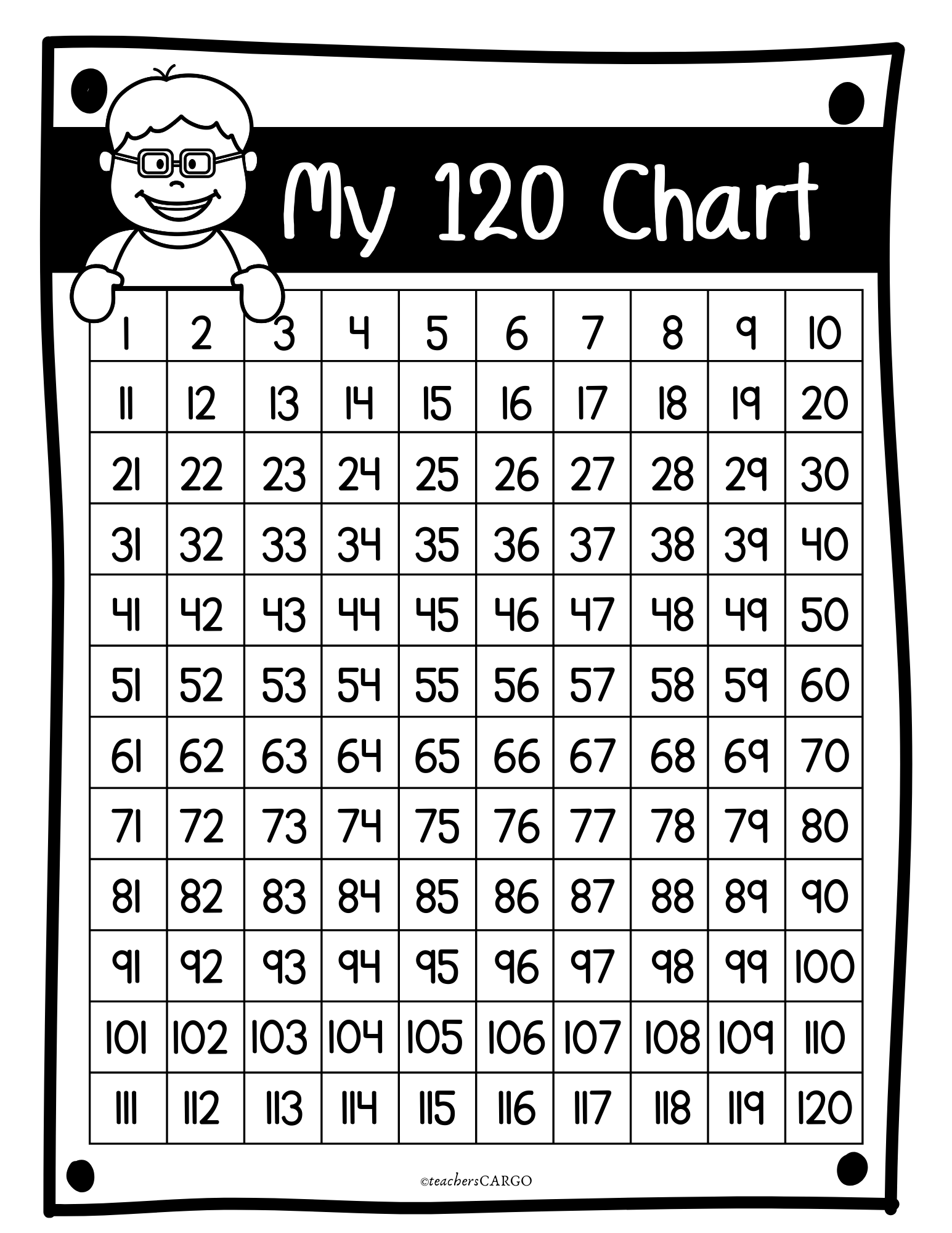 120 Free Number Chart Printable