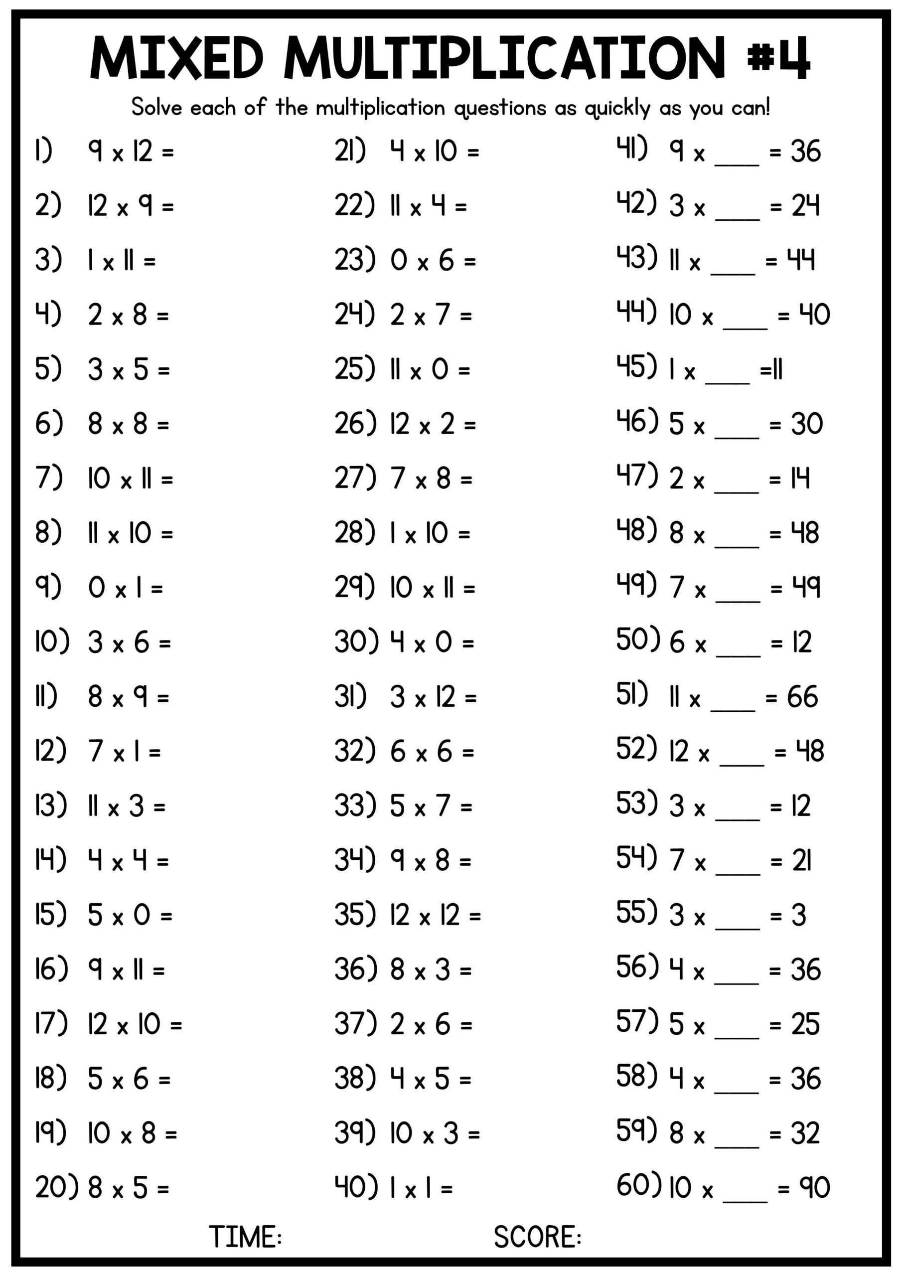 Printable Times Table Quiz Sheets Printable Times Table Quiz Sheets