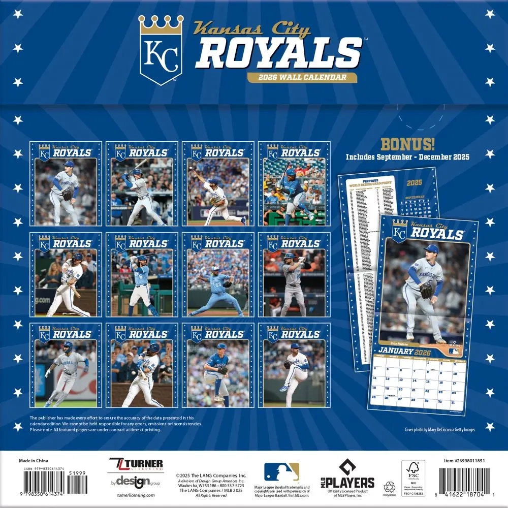 MLB Kansas City Royals 2026 Wall Calendar Calendars