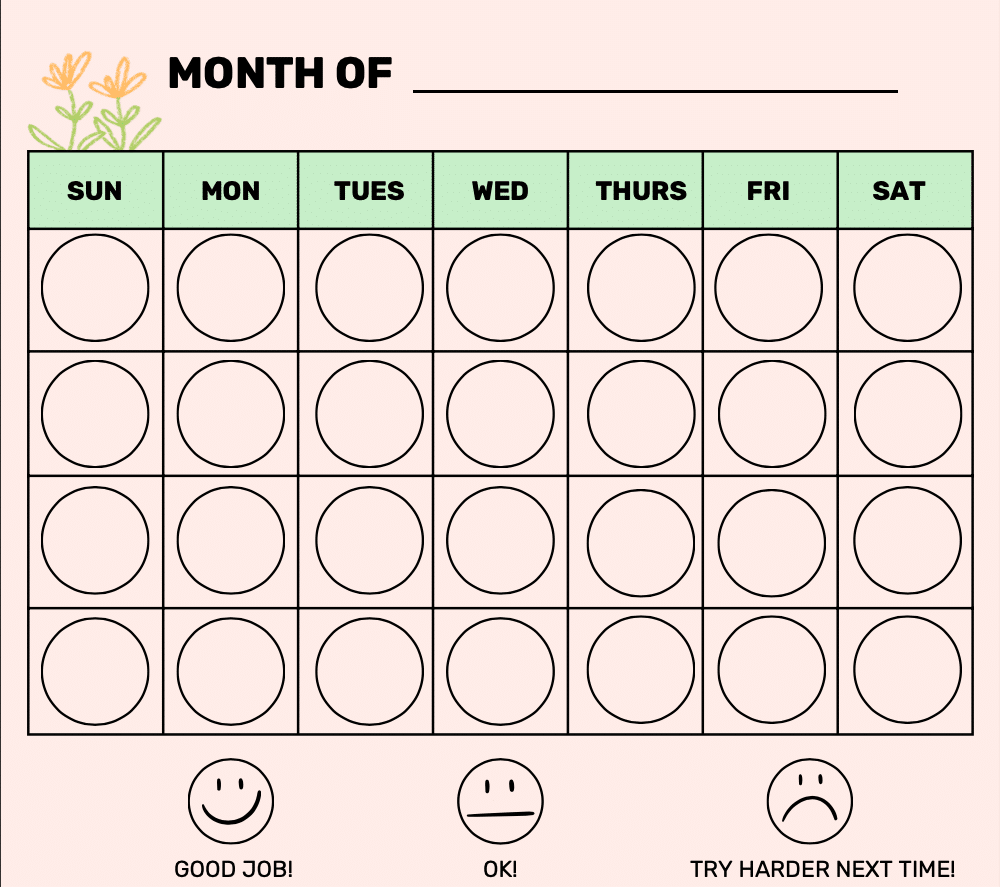 Downloadable Printable Behavior Chart