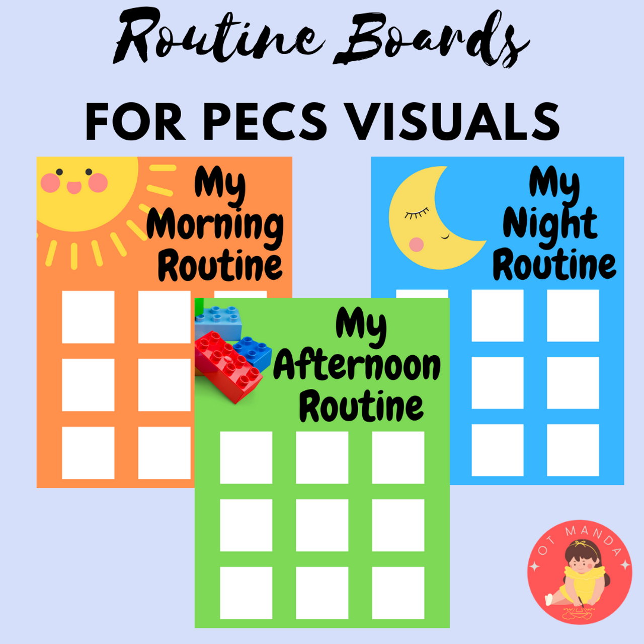 Morning Afternoon And Night Routine Charts For Visuals Pecs Pictures Bedtime Occupational Therapy ADL