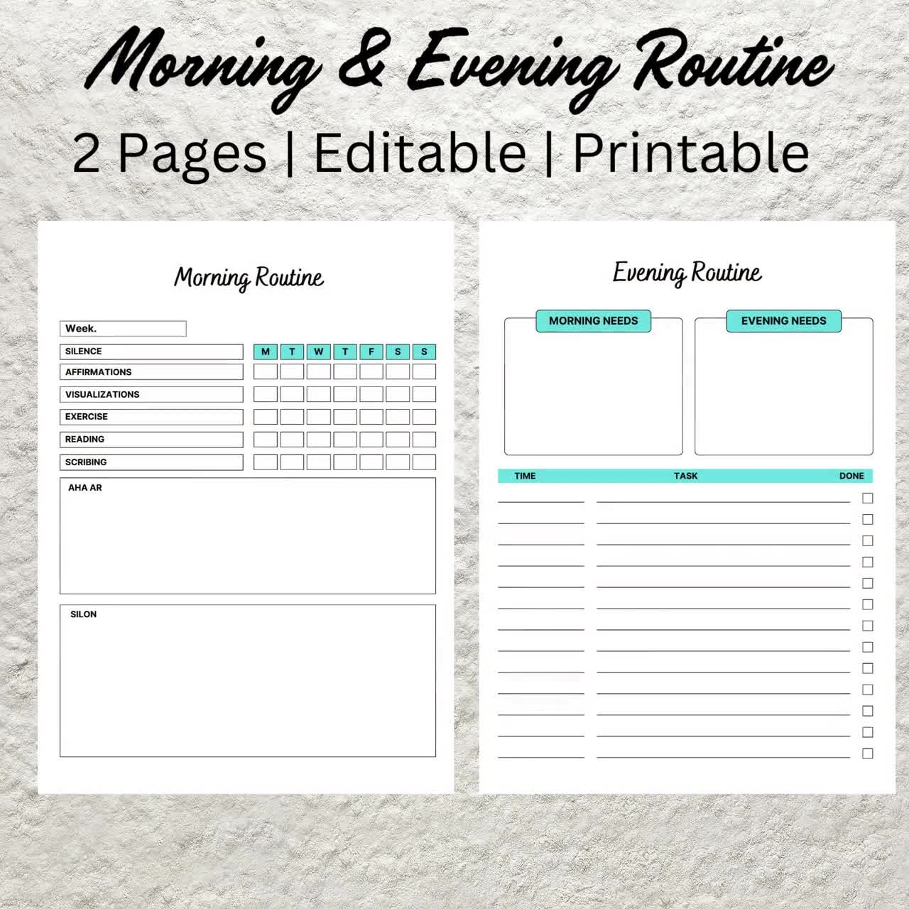 Morning And Evening Routine Checklist Printable Morning And Night Daily Routine Template Planner Daily Routine Tracker Bedtime Routine Chart Etsy