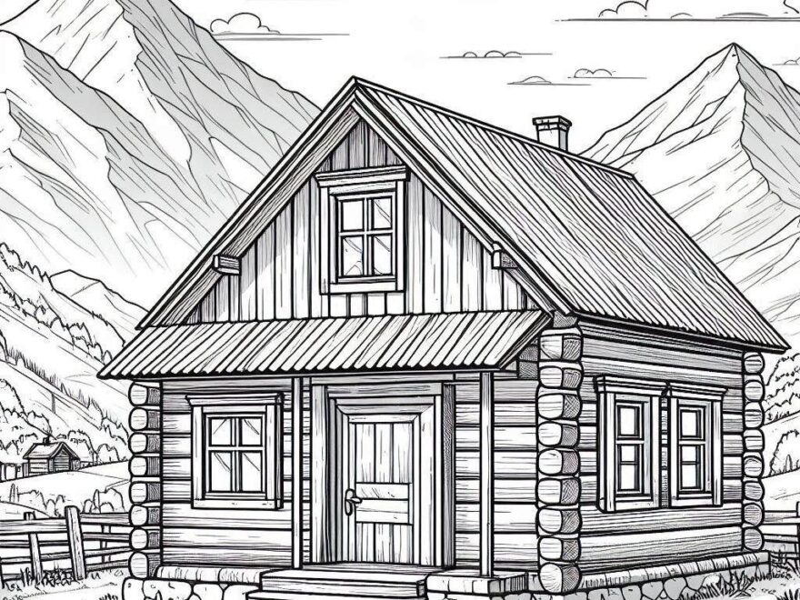 Mountain Container Cabin Coloring Page Alpine Escape
