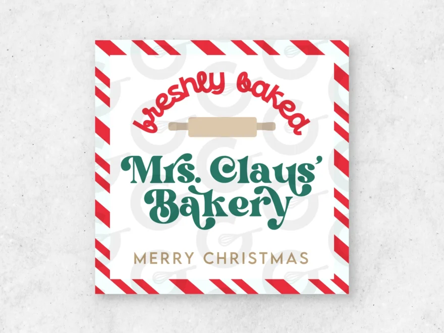 Mrs Claus Bakery Cookie Tag Printable Etsy