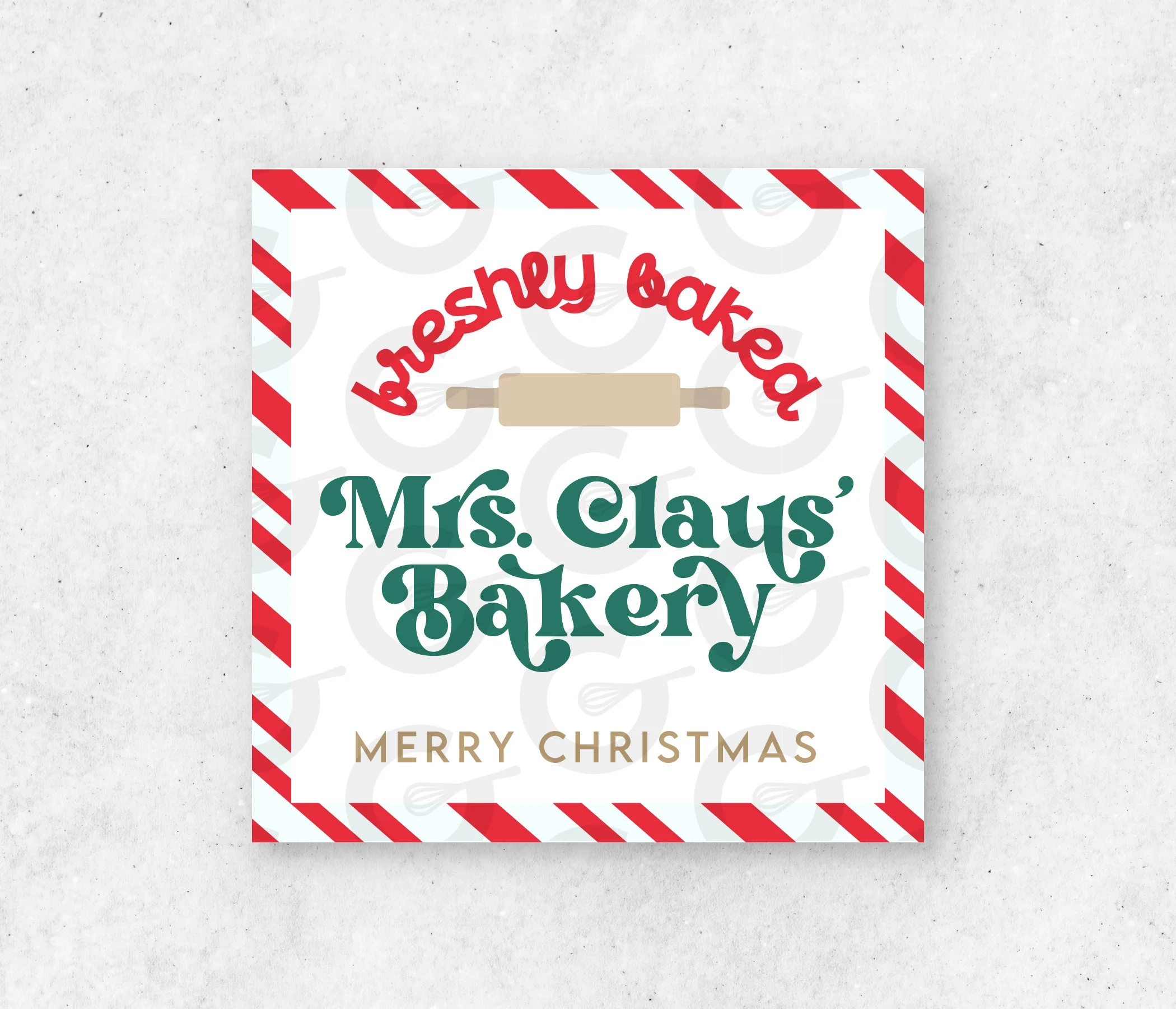 Mrs Claus Bakery Cookie Tag Printable Etsy