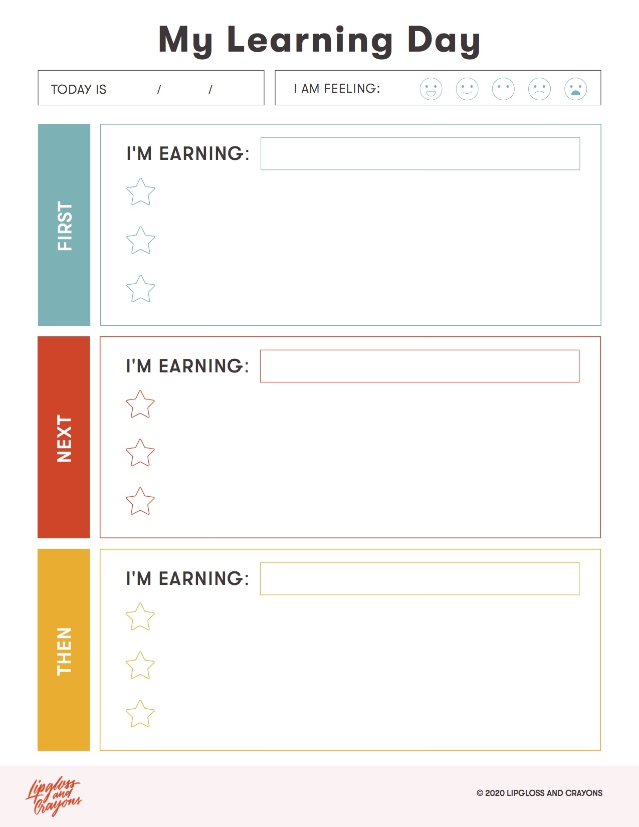 My Learning Day Daily Routine Chart Printable Lipgloss And Crayons