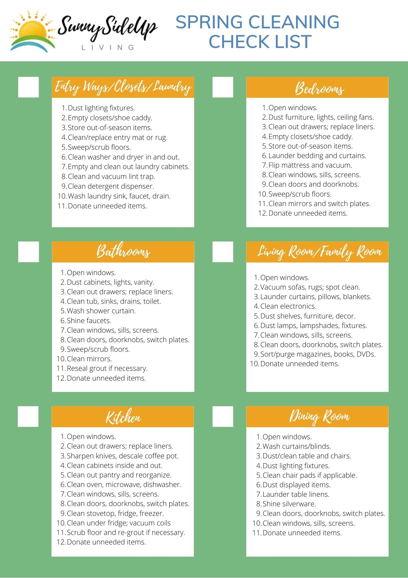 My Spring Cleaning Checklist Sunny Side Up Living Blog
