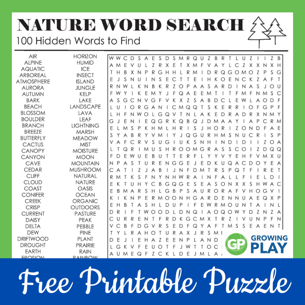 Nature Word Search A Fun Activity For Nature Lovers Growing Play