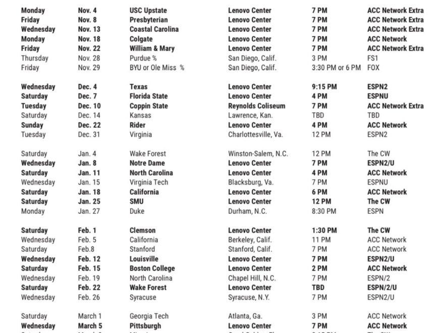 NC State s 2024 25 Men s Basketball Schedule Pack Insider