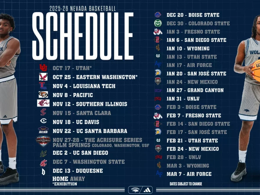 Nevada Men s Basketball Releases 2025 26 Schedule University Of Nevada Athletics