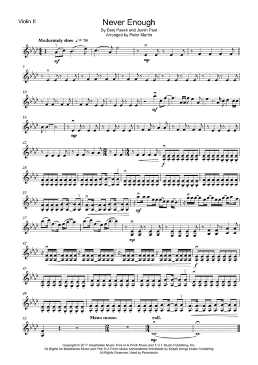Never Enough By Justin Paul Cello Viola Violin Intermediate Digital Sheet Music Sheet Music Plus