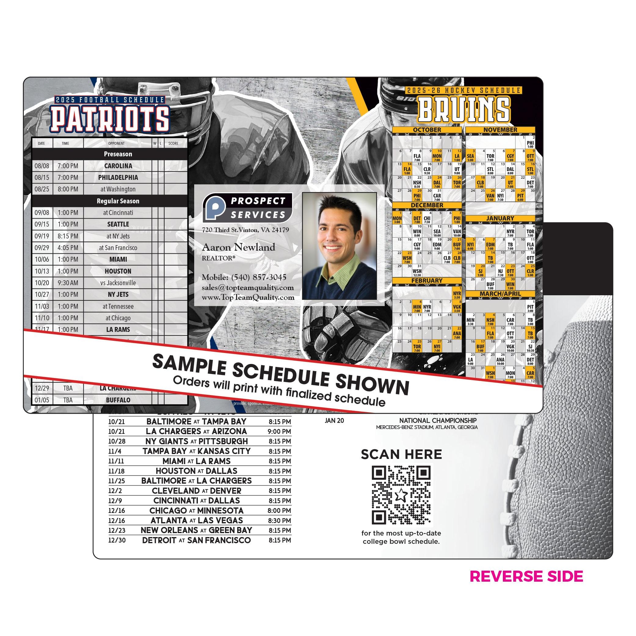 Printable New England Patriots 2026 Schedule