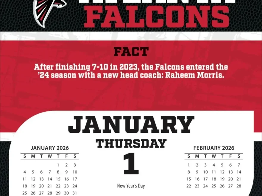 NFL Atlanta Falcons 2026 Desk Calendar Calendars