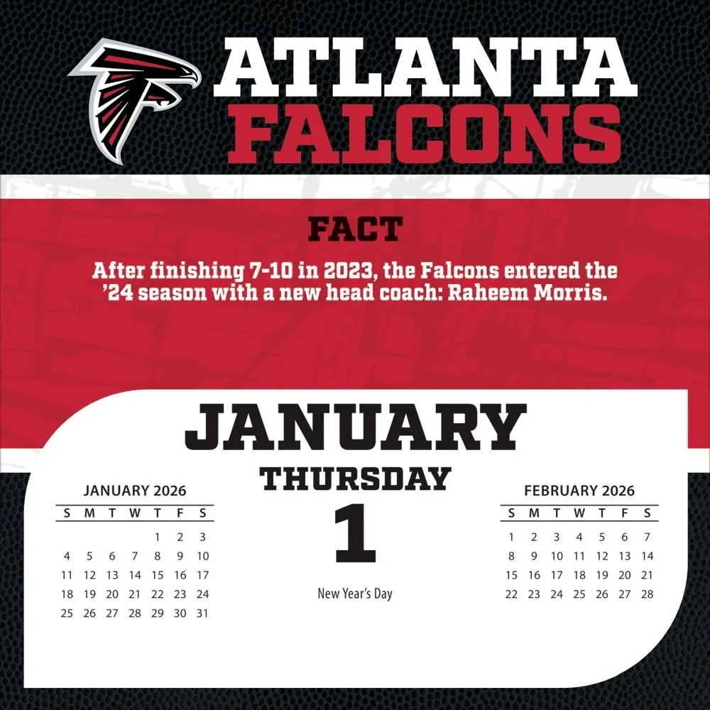 NFL Atlanta Falcons 2026 Desk Calendar Calendars NFL Atlanta Falcons 2026 Desk Calendar Calendars