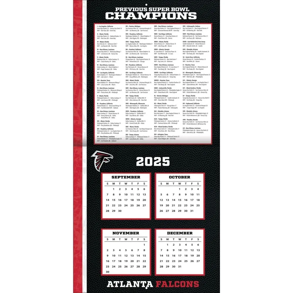 NFL Atlanta Falcons 2026 Wall Calendar Calendars NFL Atlanta Falcons 2026 Wall Calendar Calendars