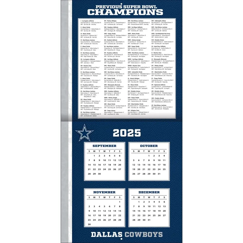 NFL Dallas Cowboys 2026 Wall Calendar Calendars