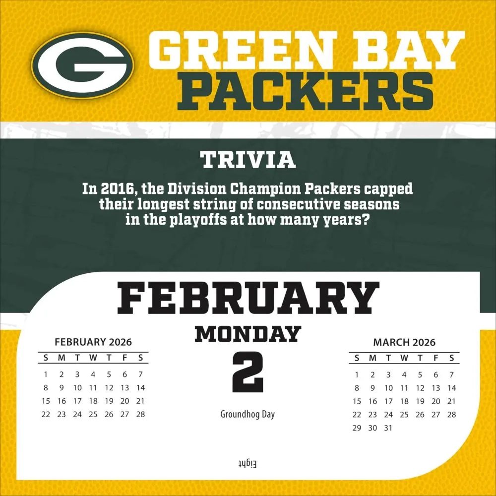 NFL Green Bay Packers 2026 Desk Calendar Calendars