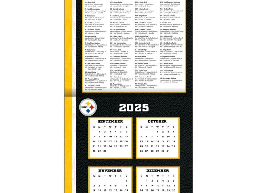 NFL Pittsburgh Steelers 2026 Mini Calendar Online Only