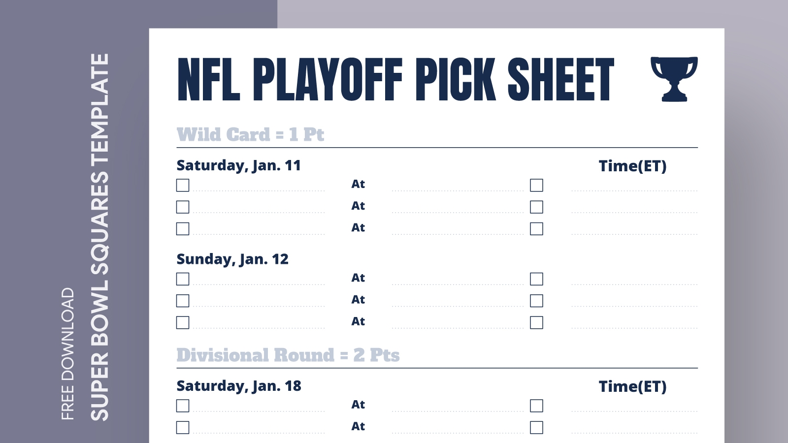Printable Bowl Picks Sheet