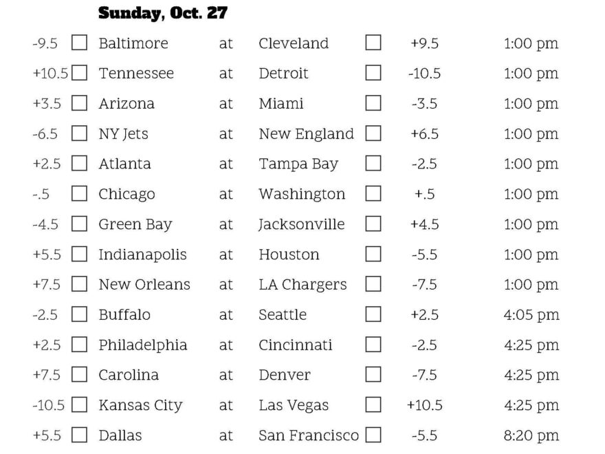 NFL Week 8 Spreads ChabDog Sports Talk