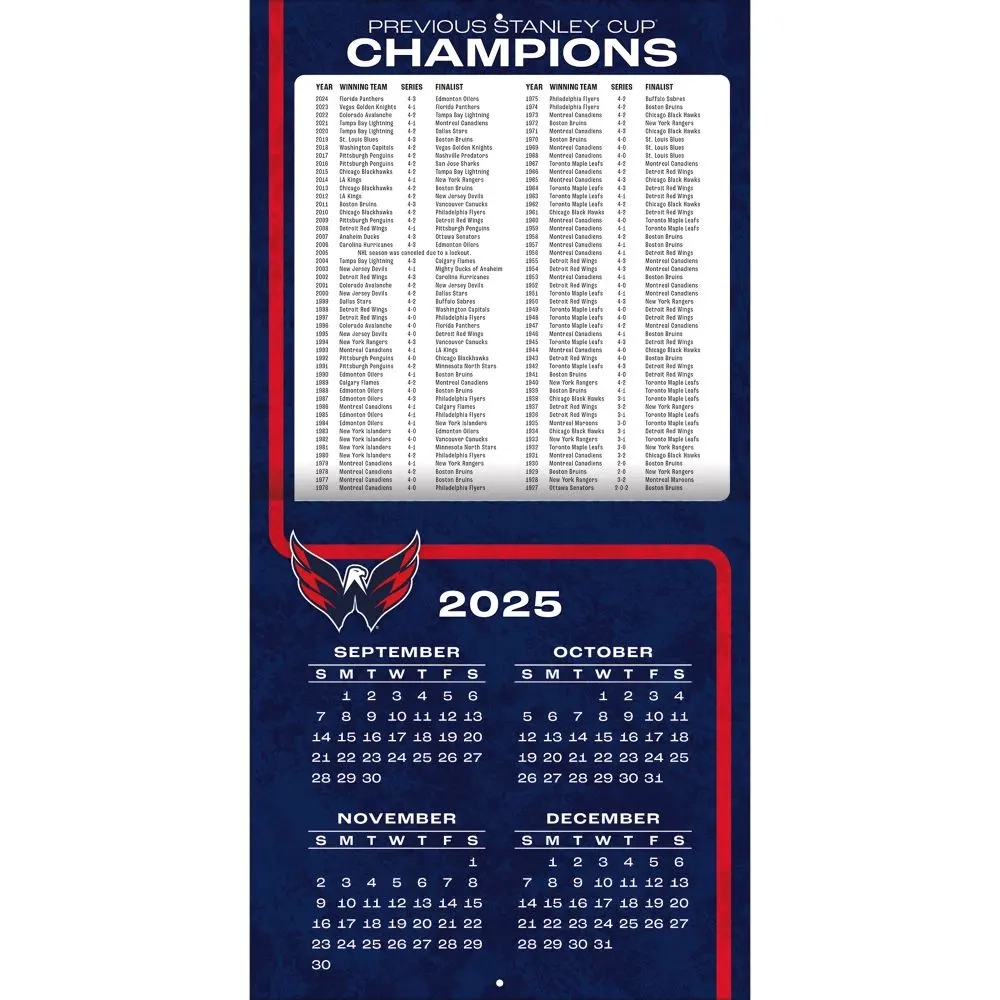 NHL Washington Capitals 2026 Wall Calendar Calendars