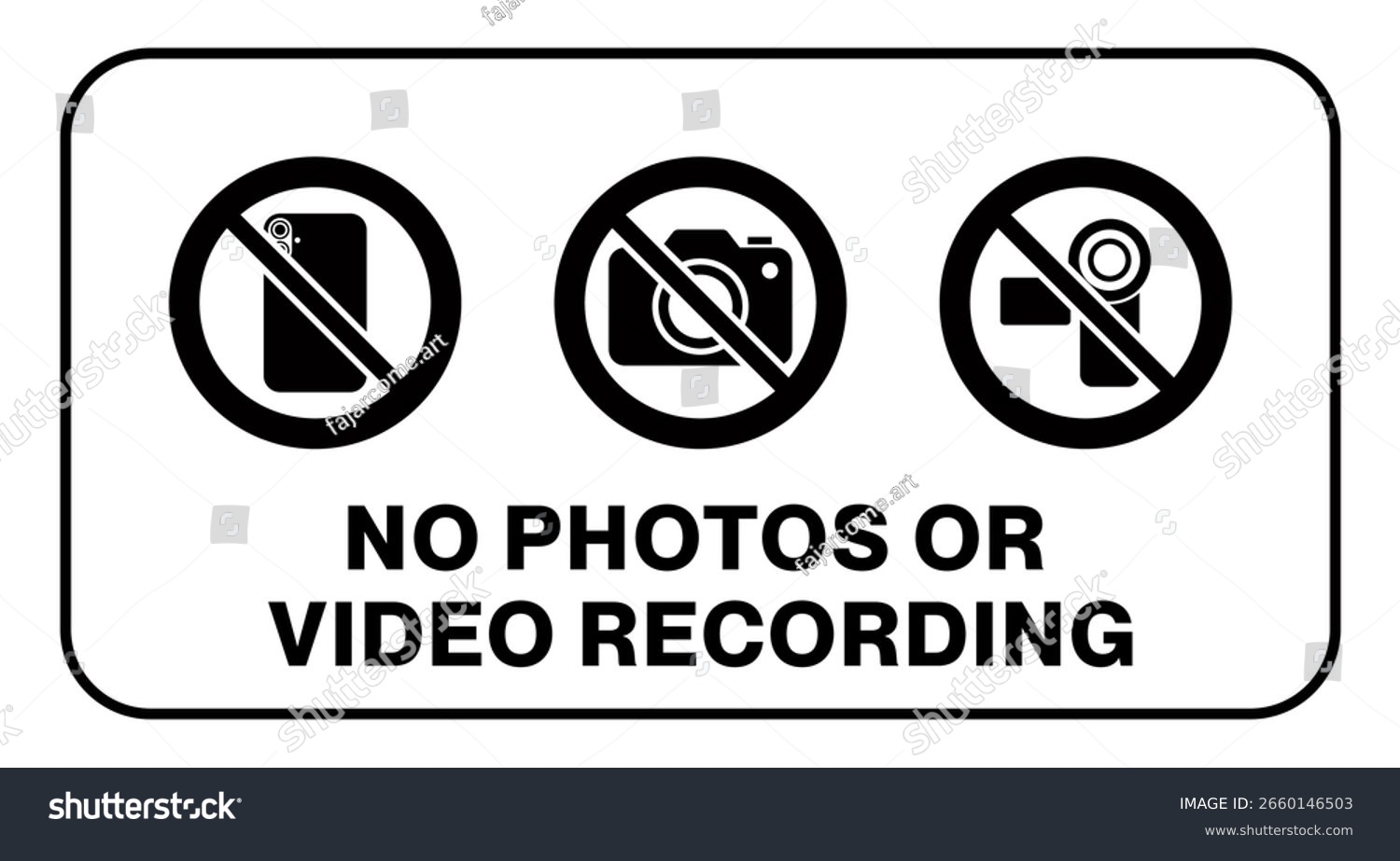 No Photography Video Prohibited Area Sign Stock Vector Royalty Free 2660146503 Shutterstock