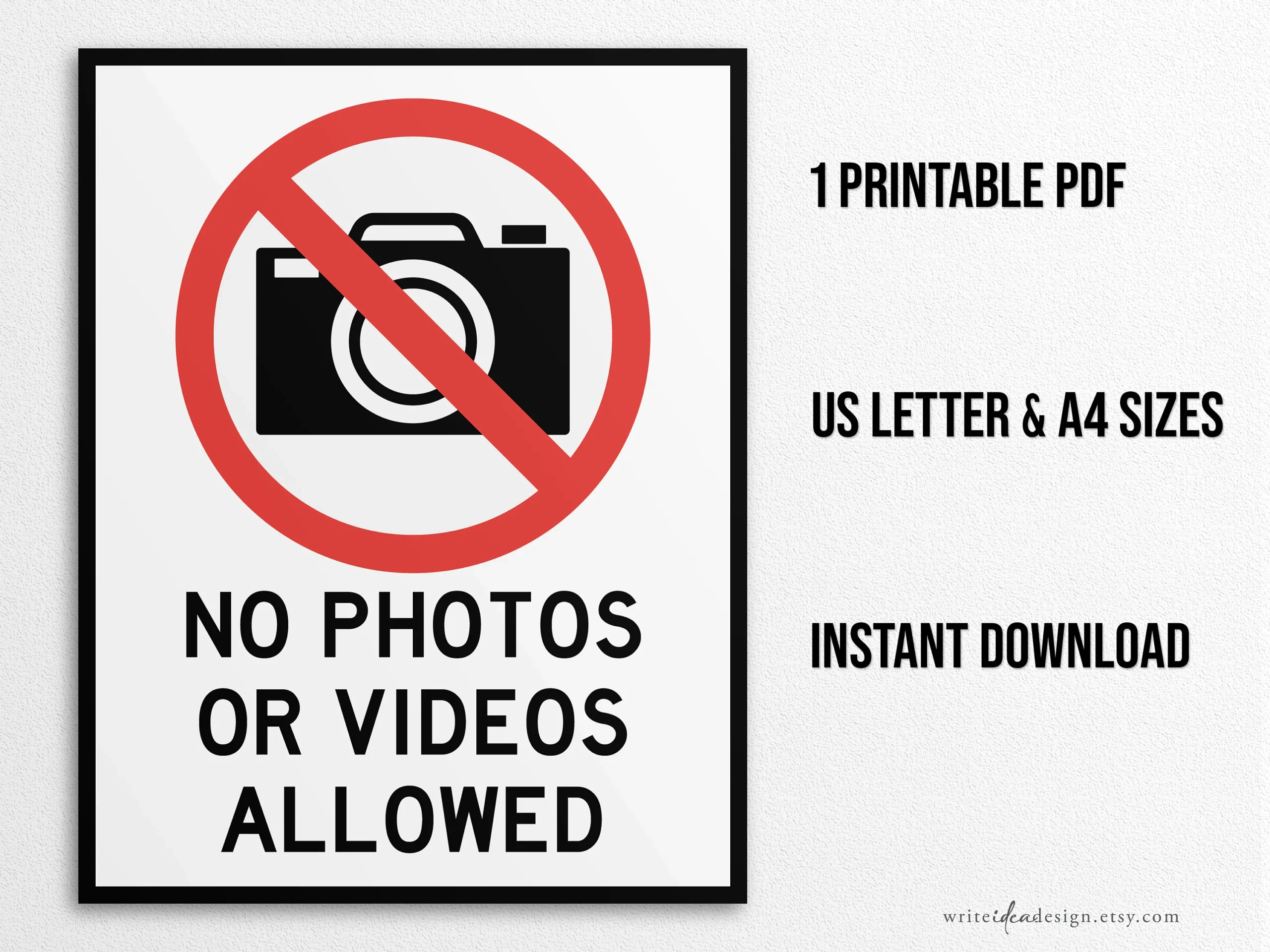 No Photography Or Video Sign Printables