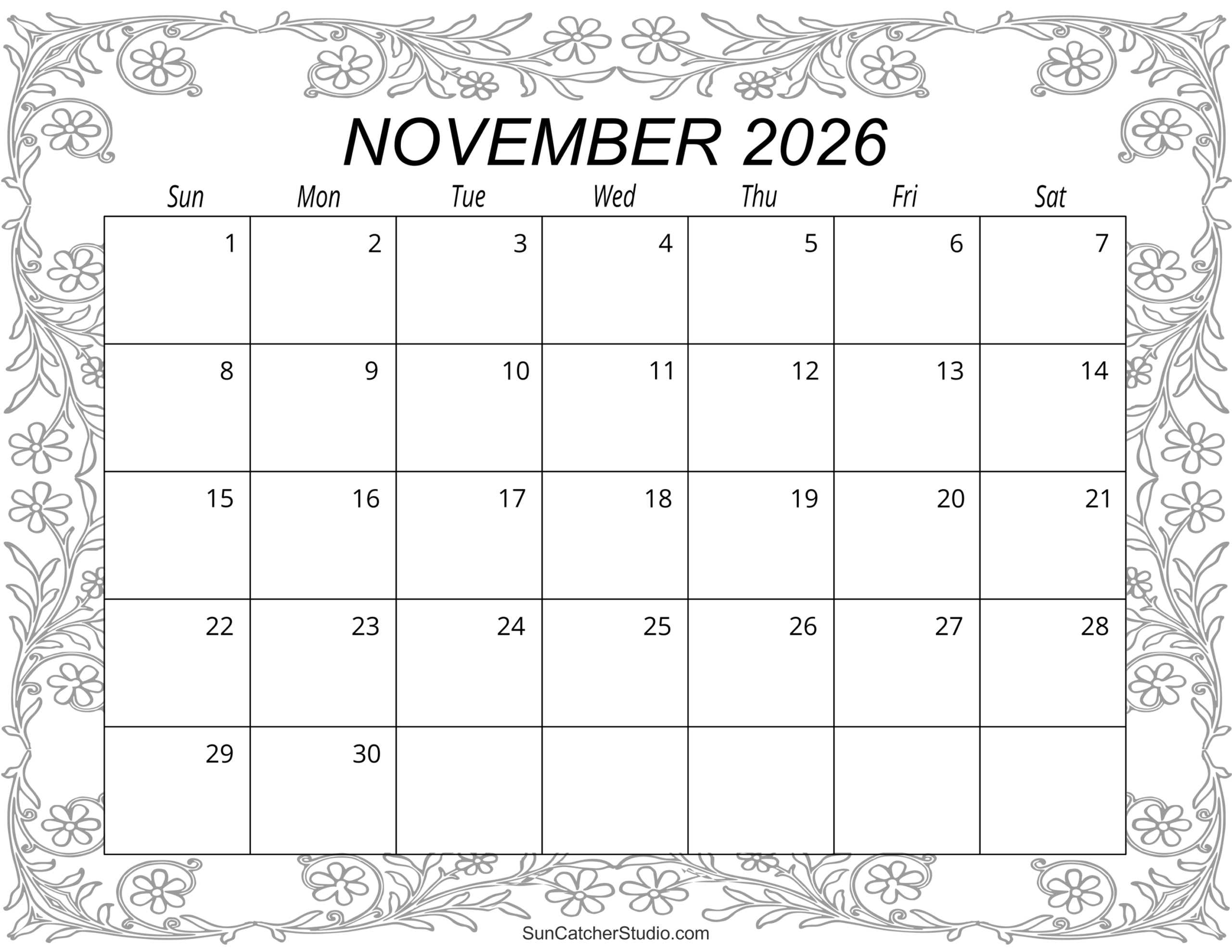 November 2026 Printable Day Planner