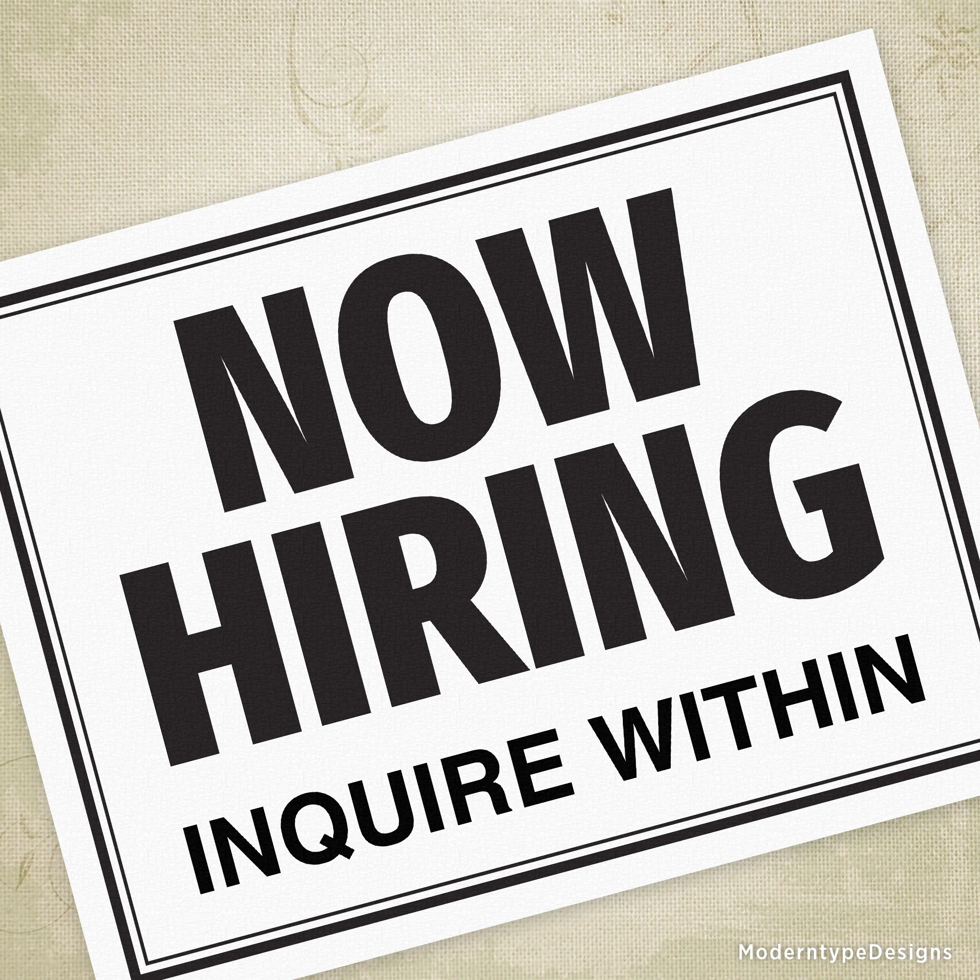 Now Hiring Printable Sign Editable