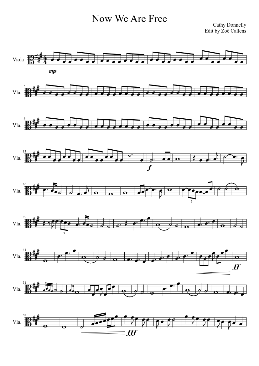 Now We Are Free Viola Sheet Music For Viola Solo MuseScore