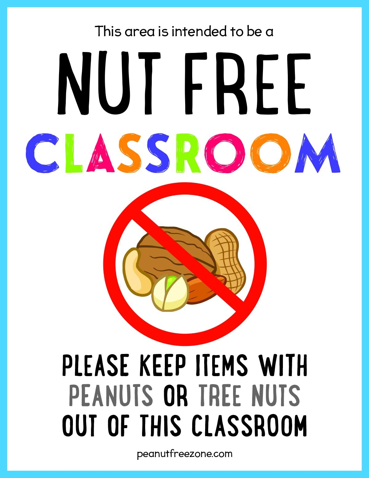 Printable No Nuts Sign