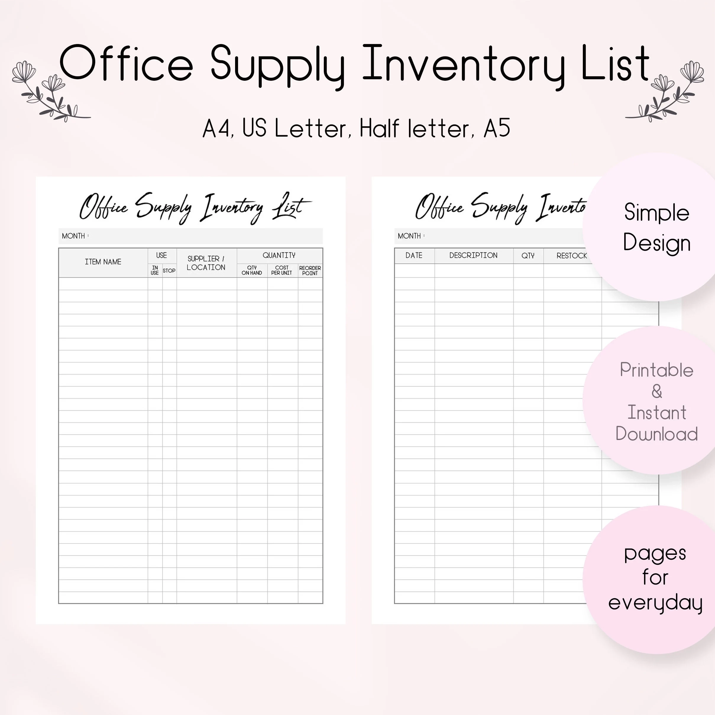 Office Supply Shopping List Printable