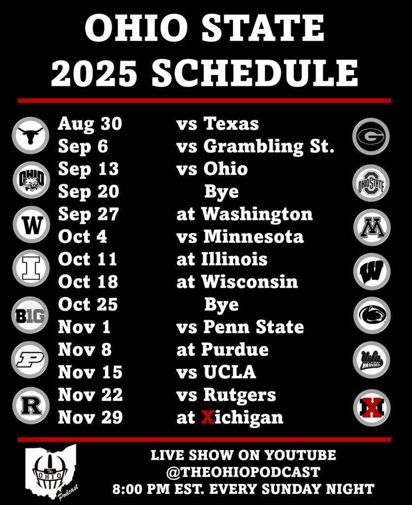 Ohio State Buckeyes Printable Football Schedule