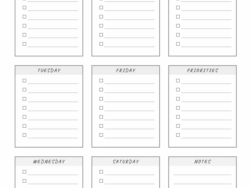 Organized Weekly Task List Template WordLayouts
