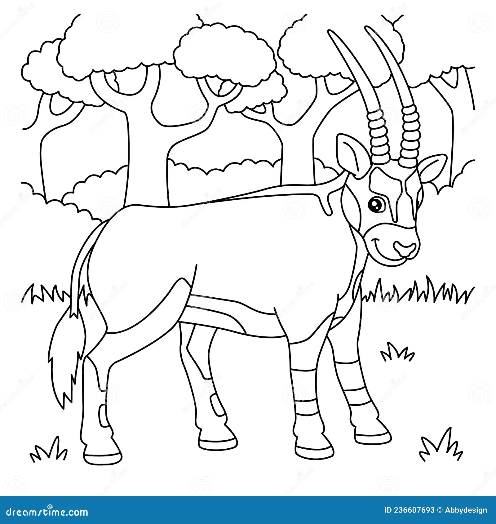 Oryx Coloring Page For Kids Stock Vector Illustration Of Kudu Toddler 236607693