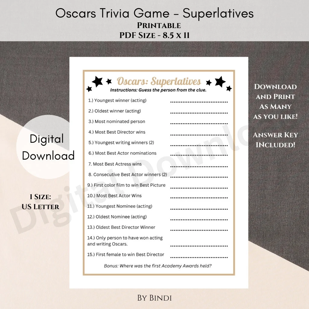 Oscar Trivia Questions Printable 2026