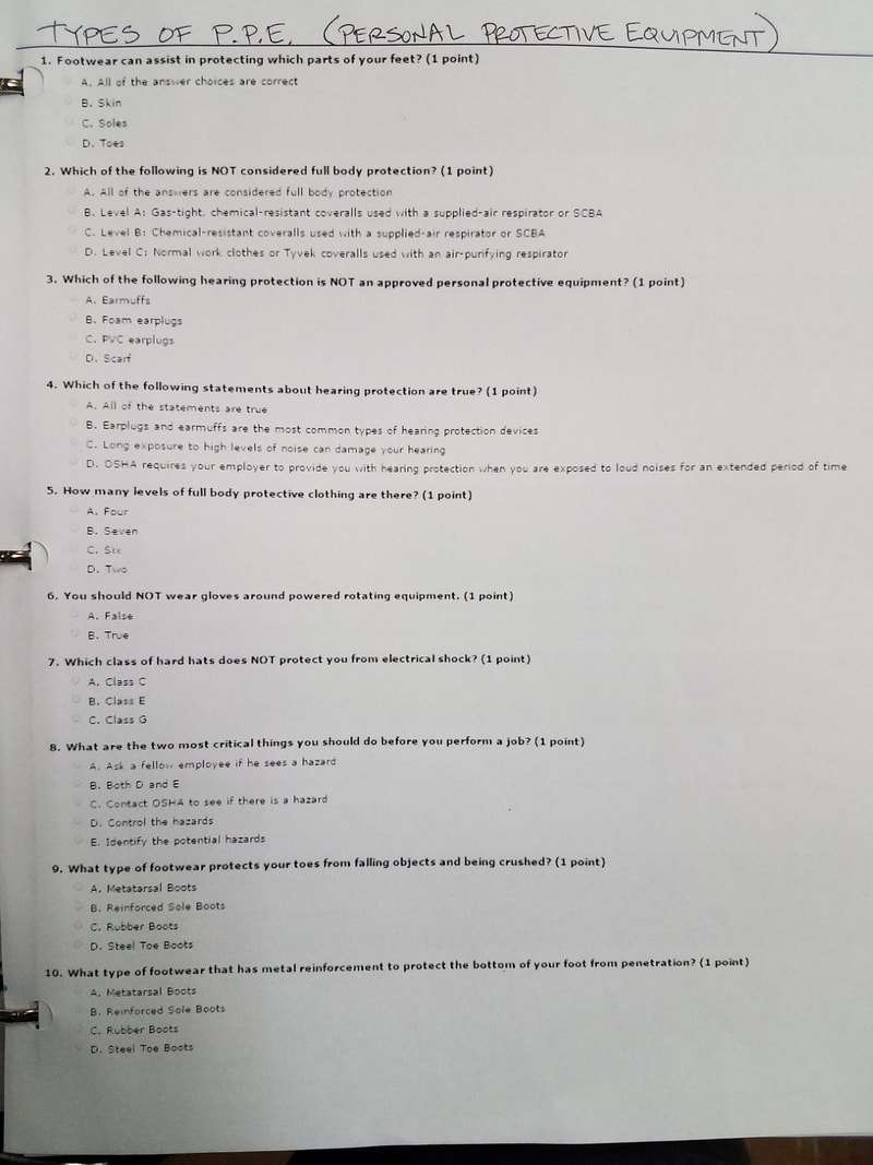 OSHA Safety Quizzes