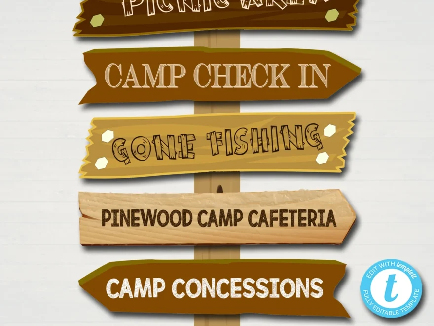 Outdoor Camp Theme Party Decor Signs TidyLady Printables