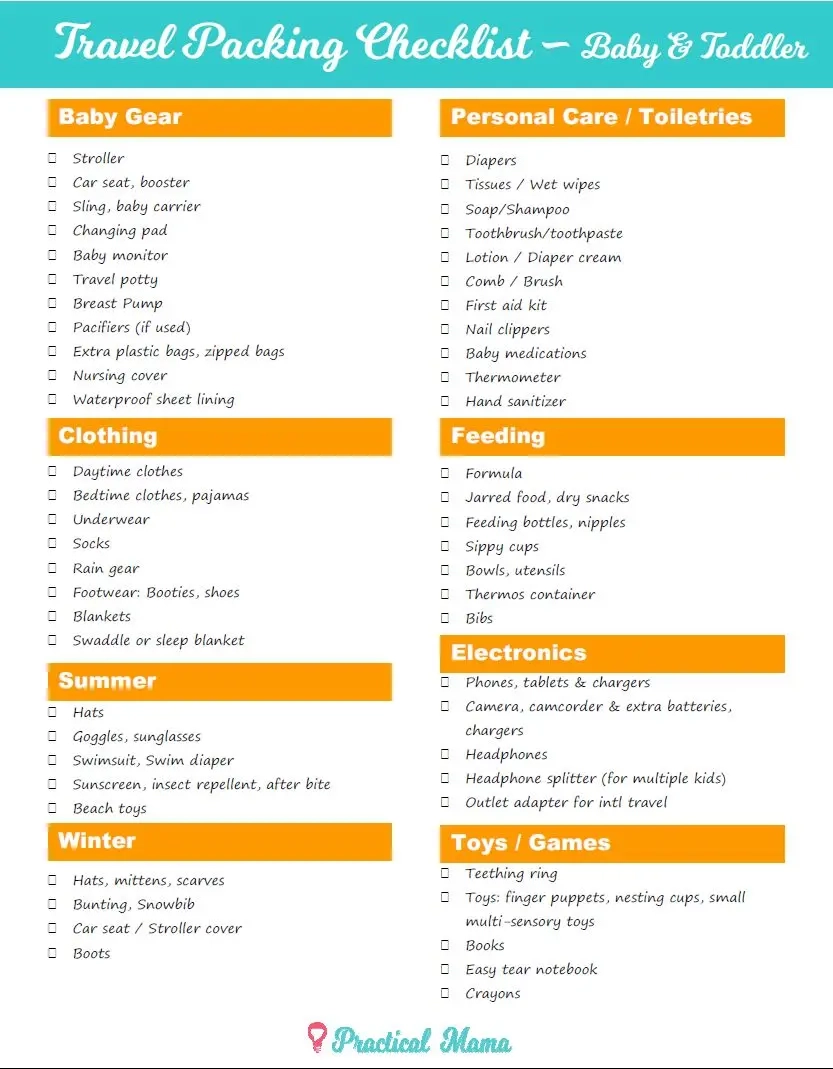 Printable Packing List For Baby Printable Packing List For Baby
